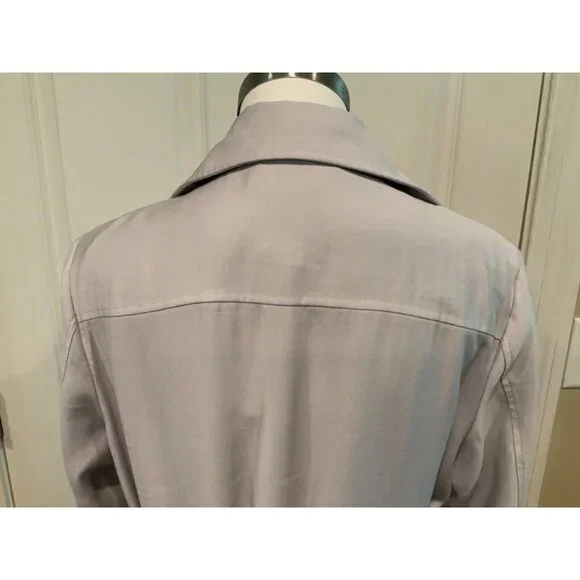 Gentle Fawn Gray Double Breasted Belted Long Trench Coat, Size S - Picture 8 of 10